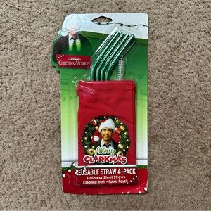 NWT Christmas Vacation "Merry Clarkmas" Reusable Straws